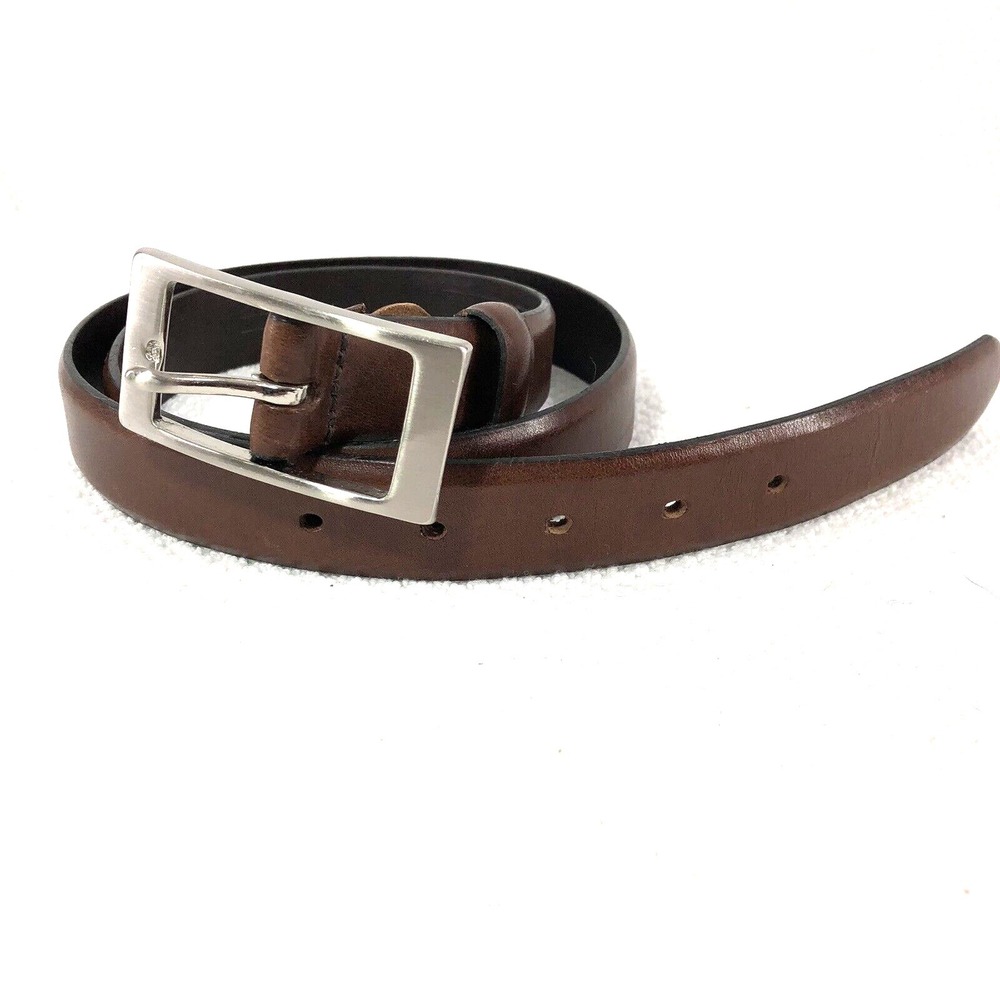 Structure dress belt men's 33-36 brown leather polished brass buckle England